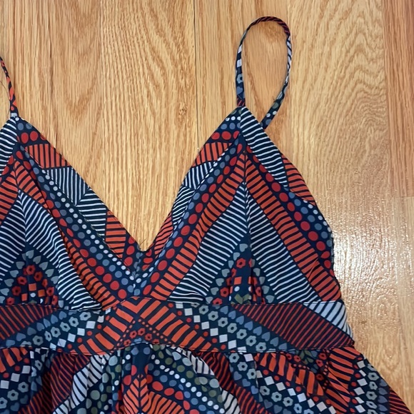 American Eagle Spaghetti Strap Knee Length Dress, Blue/Green/Red, Size 8 - Picture 2 of 2